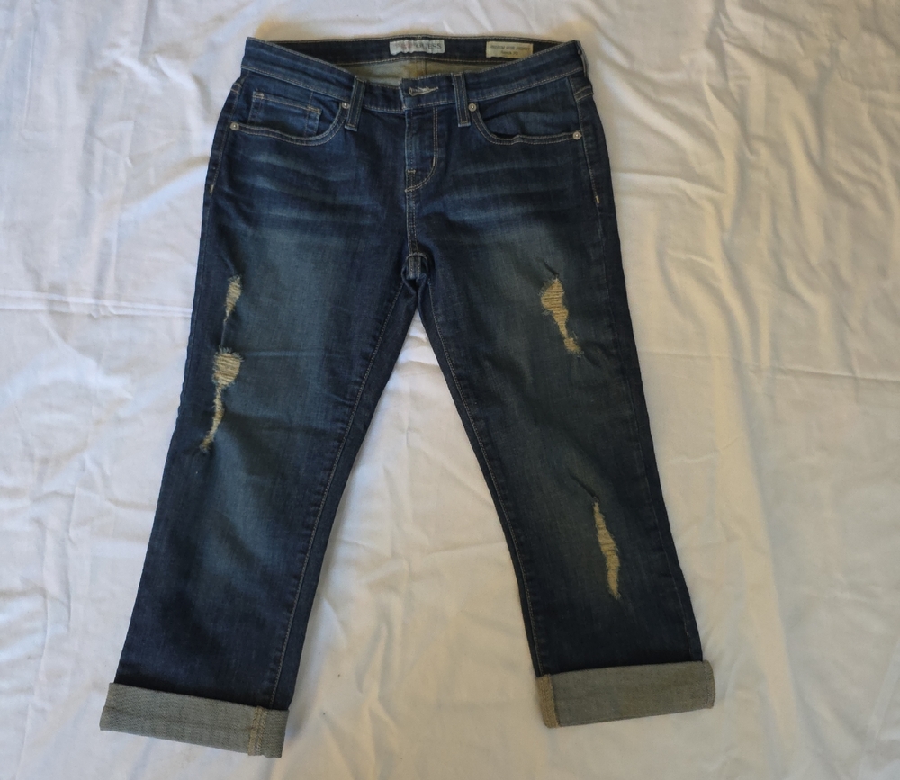 Guess Dark Blue Distressed Cropped Jeans